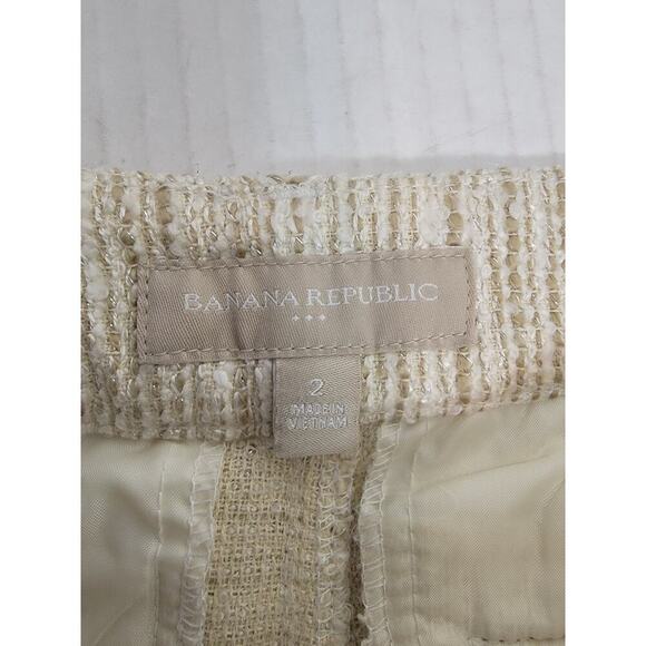 Banana Republic Tweed Micro Shorts Sz 2 Textured Pockets Cream Ecru Office Siren - Picture 4 of 9